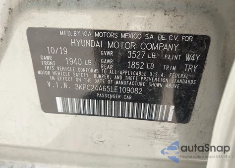 2020 Hyundai Accent Se from USA, damaged, VIN 3KPC24A65LE109082